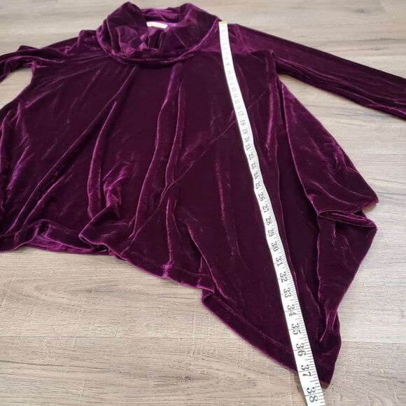 Soft Surroundings Purple Velvet Cowl Neck Tunic Top Asymmetric Whimsigoth Vamp - Picture 7 of 10